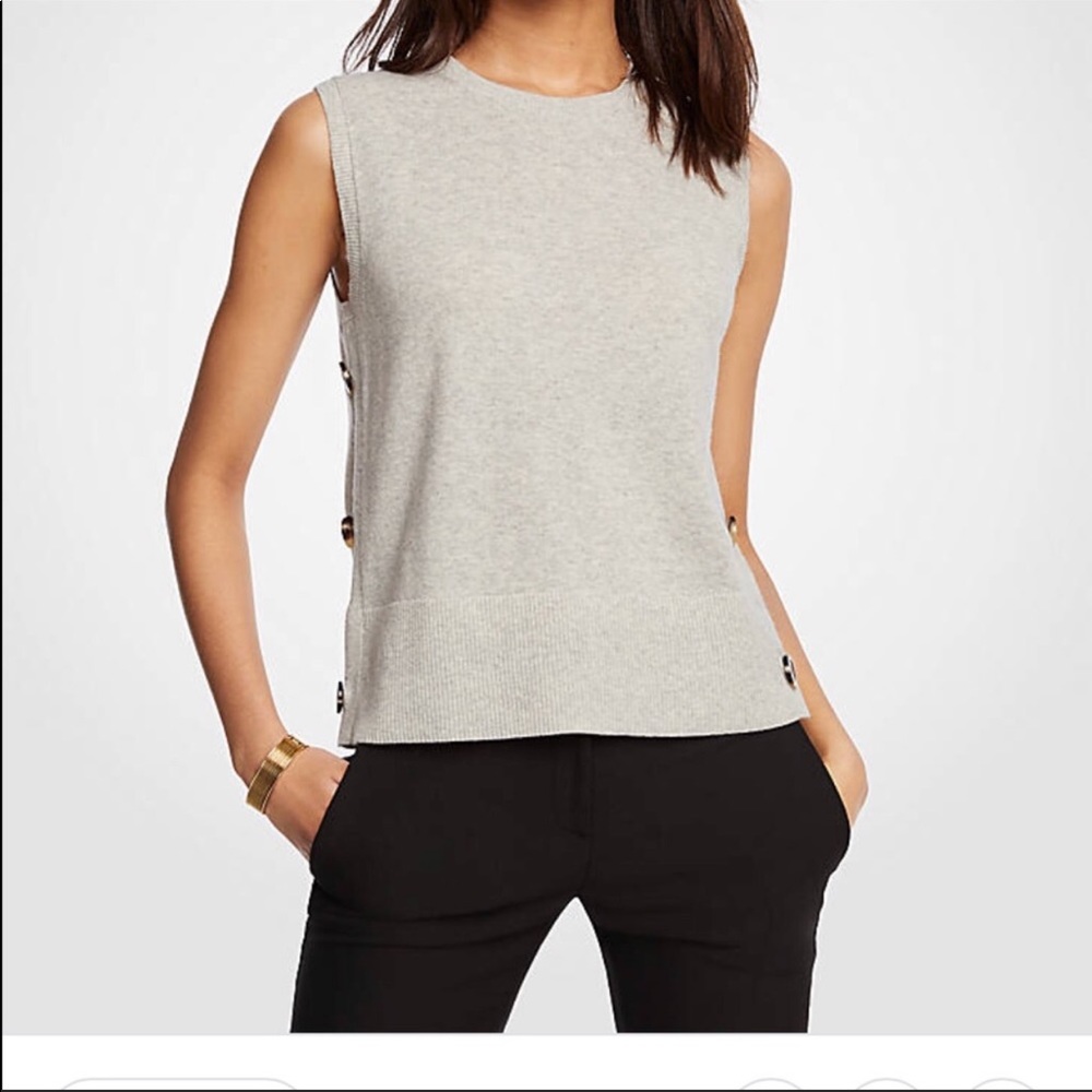 Ann Taylor Side Button Sleeveless Sweater